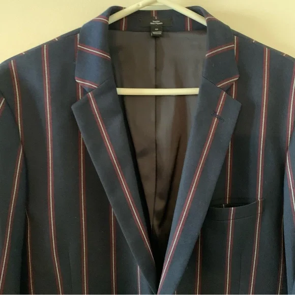 Frank and Oak Blazer Navy Blue Pinstripe Jacket Sz 40 - Picture 2 of 9